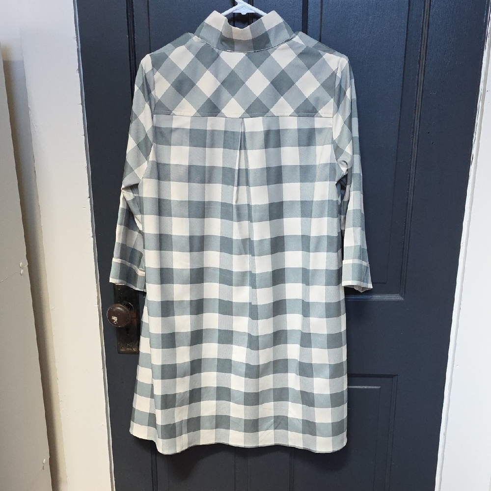 Tuckernuck Sage Green and Cream Checked Shirt Dress - Picture 5 of 6